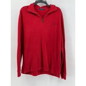 POLO RALPH LAUREN Men's Red Quarter-Zip Pullover Sweater SZ L